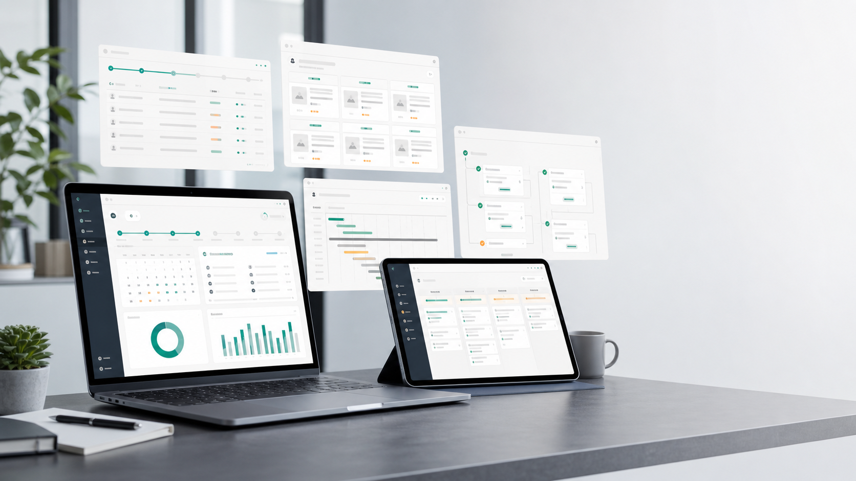 Case study eyecatch showing multiple business system screens